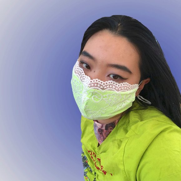 White Green Lace Face Mask Dust mask Fashion mask - Picture 5 of 5